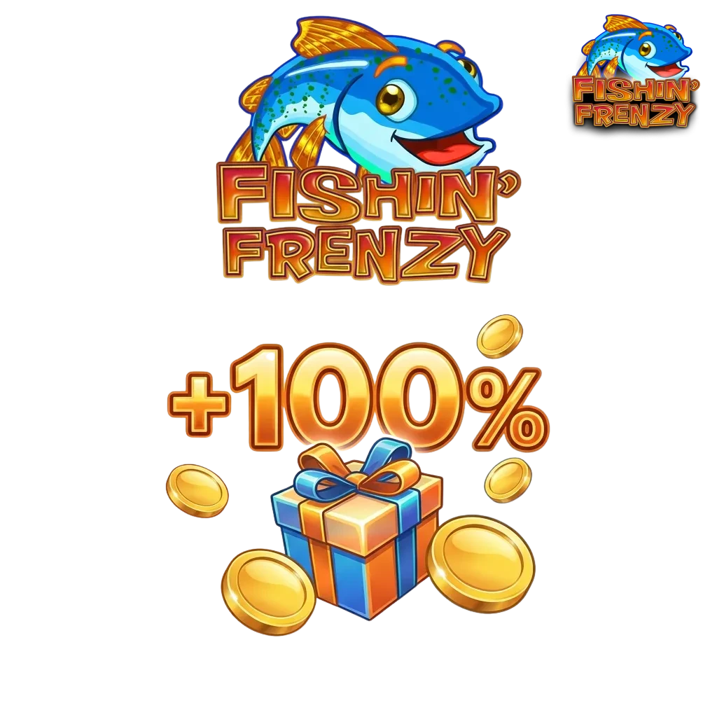 Colorful Fishin Frenzy slot game interface showing bonus features and fishing-themed symbols on reels